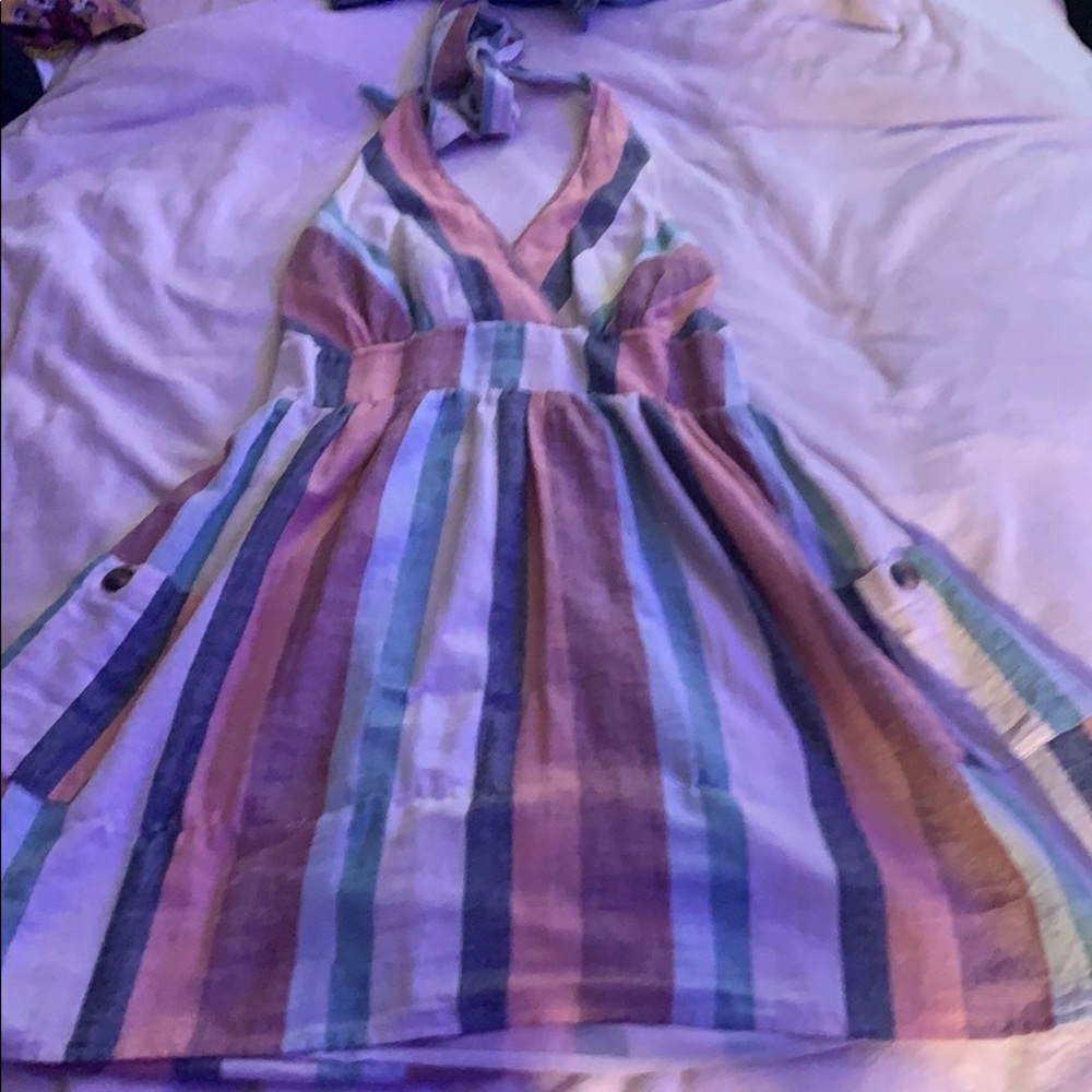 Pastel colored striped dress